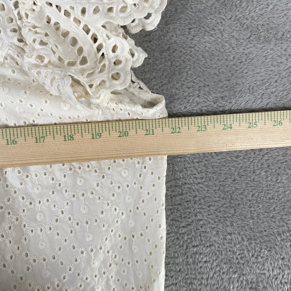 Jennifer Grace Eyelet Blouse Womens XL White Cotton Boho Flutter Sleeve Top - Picture 9 of 10